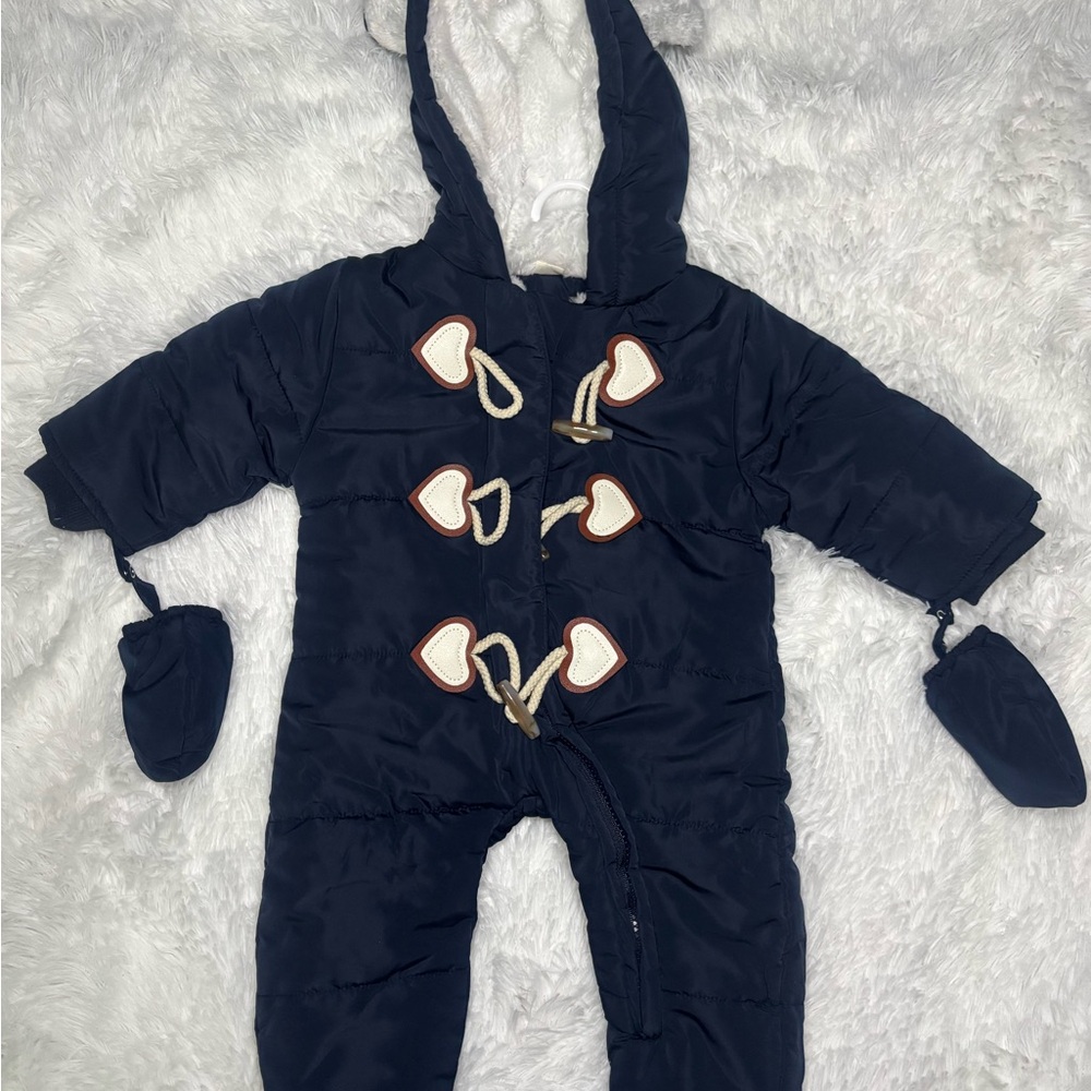 Simplee Apparel Navy Blue Kids Footie with Mittens